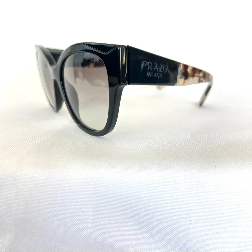 PRADA PR 02WS 01MOA7 54 Gray Lens Black Tortoise Frame Cat Eye Gradient Sunglass